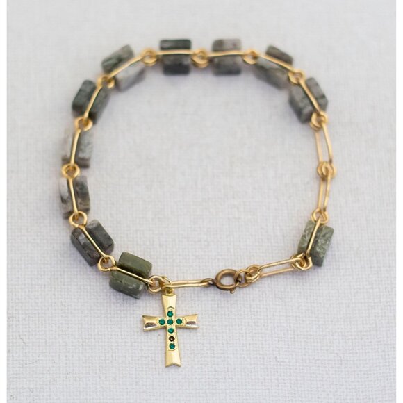 Vintage Celtic Cross Metal Link Bracelet 8 Inch - T4 - Picture 2 of 3